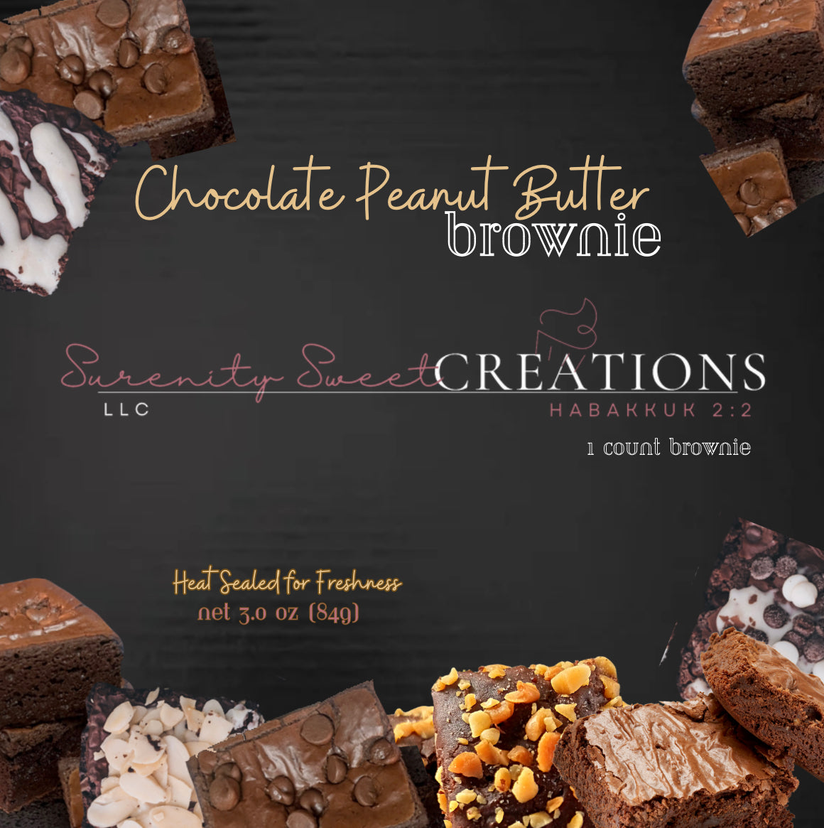 Chocolate Peanut Butter Brownie (1 Count) | Surenity Sweet Creations LLC