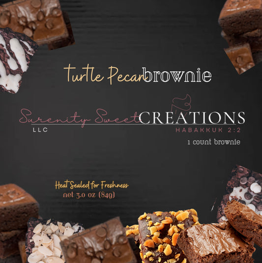 Turtle Pecan Brownie (1 Count) | Surenity Sweet Creations LLC