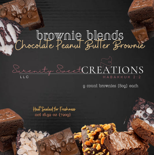 Brownie Blends Chocolate Peanut Butter Brownie (9 Count) | Surenity Sweet Creations LLC