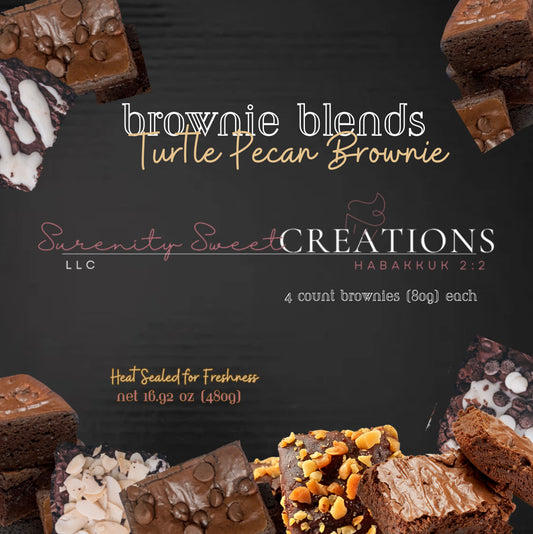 Brownie Blends Turtle Pecan Brownie (4 Count) | Surenity Sweet Creations LLC