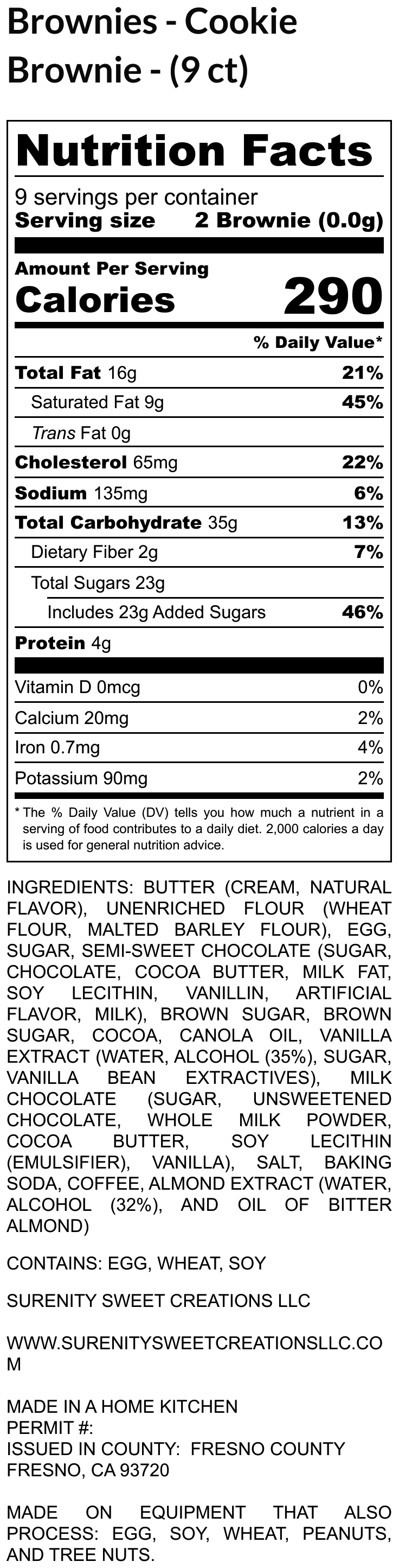 Brownie Blends Cookie Brownie (9 Count)